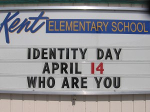Our school sign currently promoting "Identity Day" next week!  Thanks @gcouros for the idea!